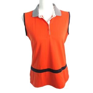 Lady Hagen Women's Orange Sleeveless Stretch Polo Shirt Size Medium